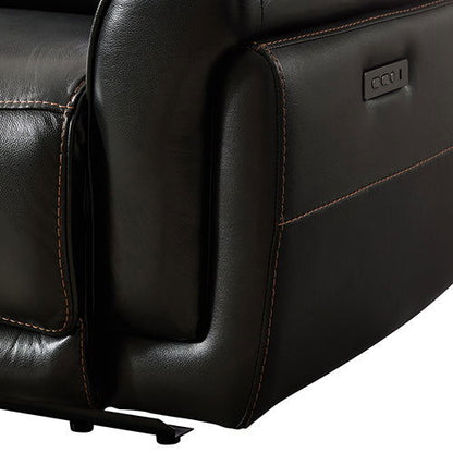 6 Seater Corner Sofa with Genuine Leather Black Armless Recliners Straight Console Lounge Set for Living Room - Cosy Abode