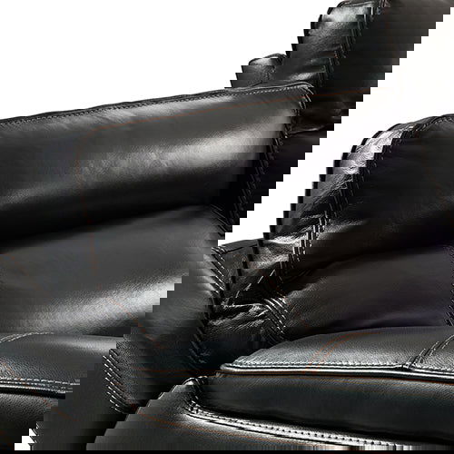 6 Seater Corner Sofa with Genuine Leather Black Armless Recliners Straight Console Lounge Set for Living Room - Cosy Abode