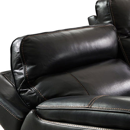 6 Seater Corner Sofa with Genuine Leather Black Armless Recliners Straight Console Lounge Set for Living Room - Cosy Abode