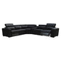 6 Seater Real Leather sofa Black Color Lounge Set for Living Room Couch with Adjustable Headrest - Cosy Abode