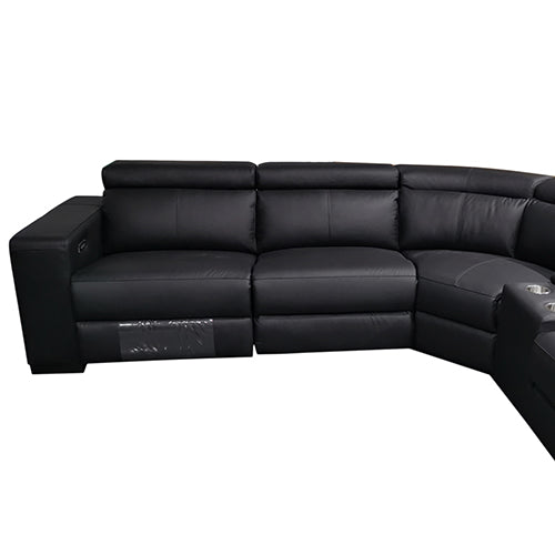 6 Seater Real Leather sofa Black Color Lounge Set for Living Room Couch with Adjustable Headrest - Cosy Abode