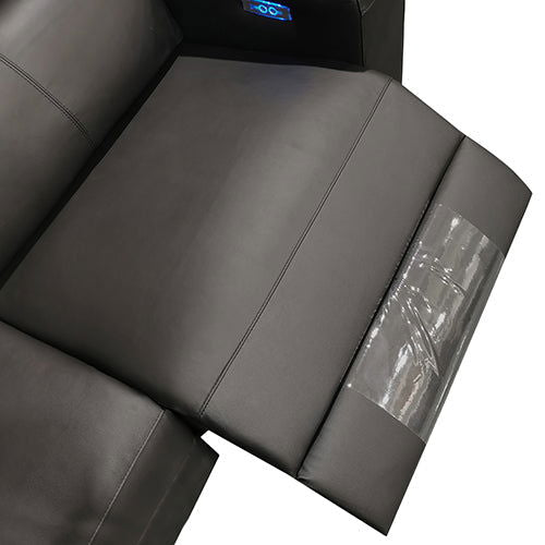 6 Seater Real Leather sofa Black Color Lounge Set for Living Room Couch with Adjustable Headrest - Cosy Abode