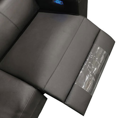 6 Seater Real Leather sofa Black Color Lounge Set for Living Room Couch with Adjustable Headrest - Cosy Abode