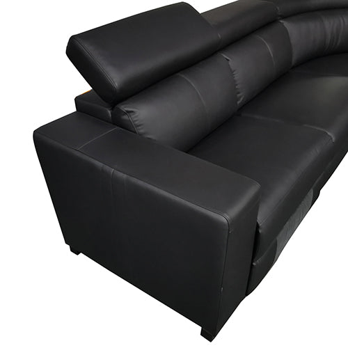 6 Seater Real Leather sofa Black Color Lounge Set for Living Room Couch with Adjustable Headrest - Cosy Abode