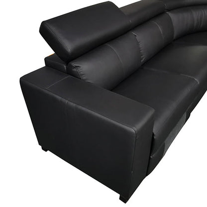 6 Seater Real Leather sofa Black Color Lounge Set for Living Room Couch with Adjustable Headrest - Cosy Abode