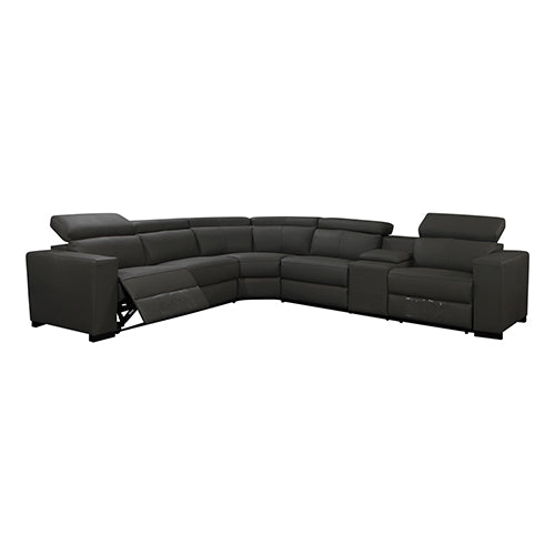 6 Seater Real Leather sofa Grey Color Lounge Set for Living Room Couch with Adjustable Headrest - Cosy Abode