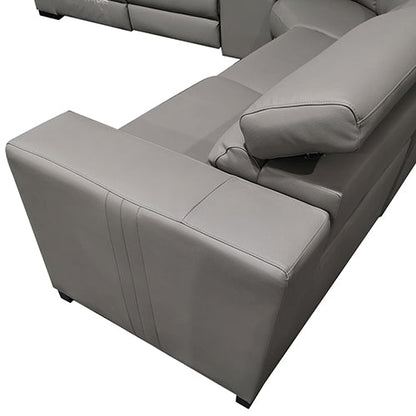 6 Seater Real Leather sofa Grey Color Lounge Set for Living Room Couch with Adjustable Headrest - Cosy Abode