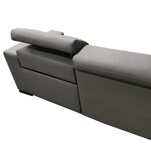 6 Seater Real Leather sofa Grey Color Lounge Set for Living Room Couch with Adjustable Headrest - Cosy Abode