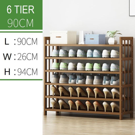 6 Tier Tower Bamboo Wooden Shoe Rack Corner Shelf Stand Storage Organizer - Cosy Abode