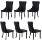 6x Velvet Upholstered Dining Chairs Tufted Wingback Side Chair with Studs Trim Solid Wood Legs for Kitchen - Cosy Abode