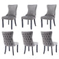 6x Velvet Upholstered Dining Chairs Tufted Wingback Side Chair with Studs Trim Solid Wood Legs for Kitchen - Cosy Abode