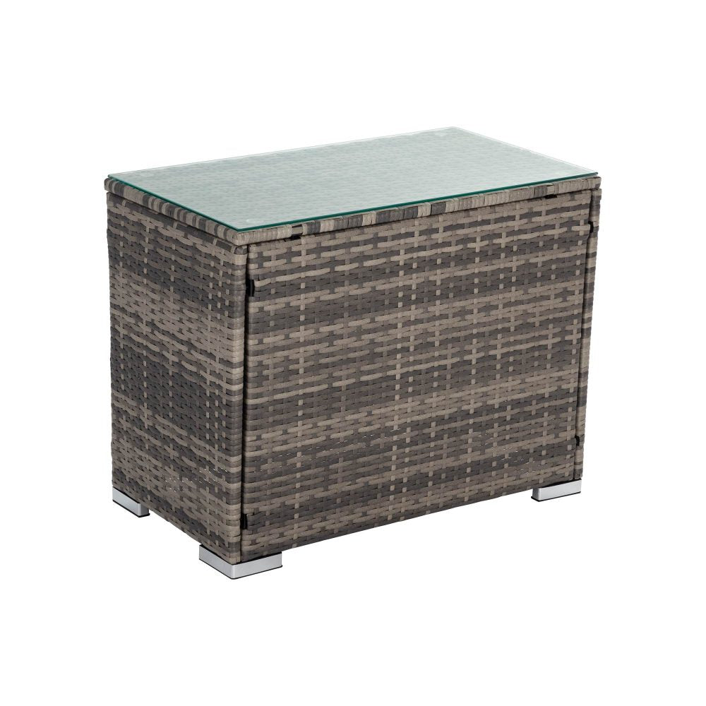 7PC Outdoor Wicker Lounge with Storage Corner (Grey) - Cosy Abode