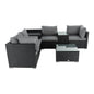 7PC Outdoor Wicker Loveseat Setting with Storage Corner (Black) - Cosy Abode