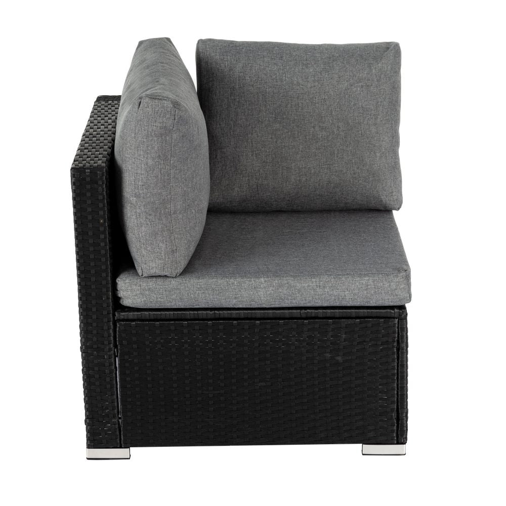 7PC Outdoor Wicker Loveseat Setting with Storage Corner (Black) - Cosy Abode