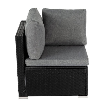 7PC Outdoor Wicker Loveseat Setting with Storage Corner (Black) - Cosy Abode