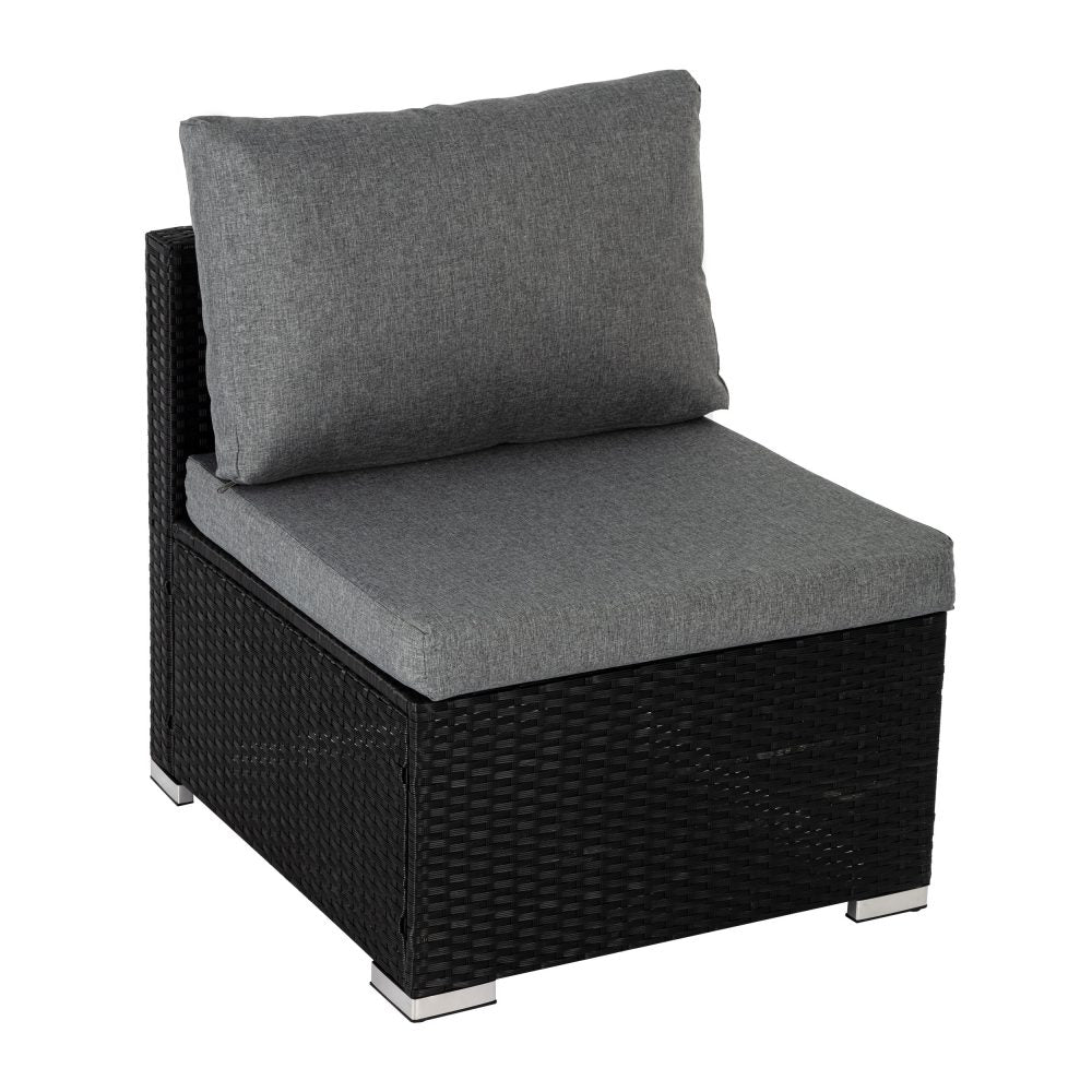 7PC Outdoor Wicker Loveseat Setting with Storage Corner (Black) - Cosy Abode