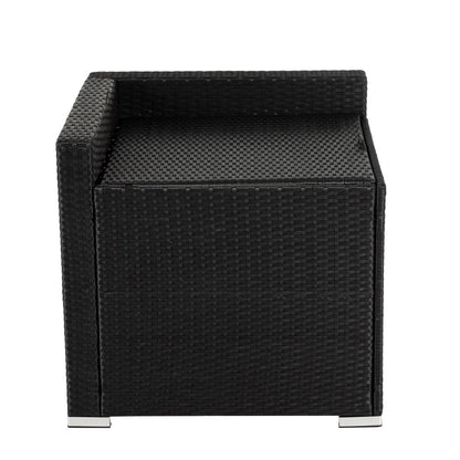 7PC Outdoor Wicker Loveseat Setting with Storage Corner (Black) - Cosy Abode