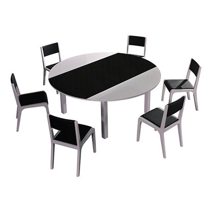 7 Piece Breakfast or Dining Table with 6 Chairs in High Gloss MDF finish - Black & White - Cosy Abode