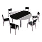 7 Piece Breakfast or Dining Table with 6 Chairs in High Gloss MDF finish - Black & White - Cosy Abode