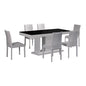 7 Piece Espresso Dining Suite Table with 6 Chairs in High Gloss MDF - Black & White - Cosy Abode