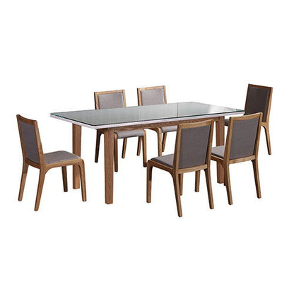 7 Piece Galaxy Dining Suite Table with 6 Chairs - Timber & Grey - Cosy Abode
