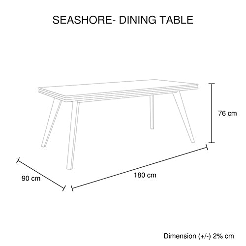 7 Pieces Dining Suite 180cm Medium Size Dining Table & 6X Chairs in Solid Acacia Wooden Frame in Silver Brush Colour - Cosy Abode