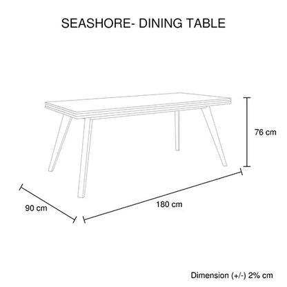 7 Pieces Dining Suite 180cm Medium Size Dining Table & 6X Chairs in Solid Acacia Wooden Frame in Silver Brush Colour - Cosy Abode