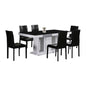 7 Pieces Dining Suite Dining Table & 6X  Black Chairs in Rectangular Shape High Glossy MDF Wooden Base Combination of Black & White Colour - Cosy Abode