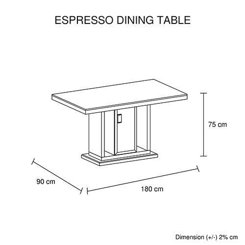 7 Pieces Dining Suite Dining Table & 6X  Black Chairs in Rectangular Shape High Glossy MDF Wooden Base Combination of Black & White Colour - Cosy Abode