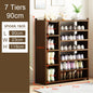 7 Tier Tower Bamboo Wooden Shoe Rack Boot Shelf Stand Storage Organizer - Cosy Abode