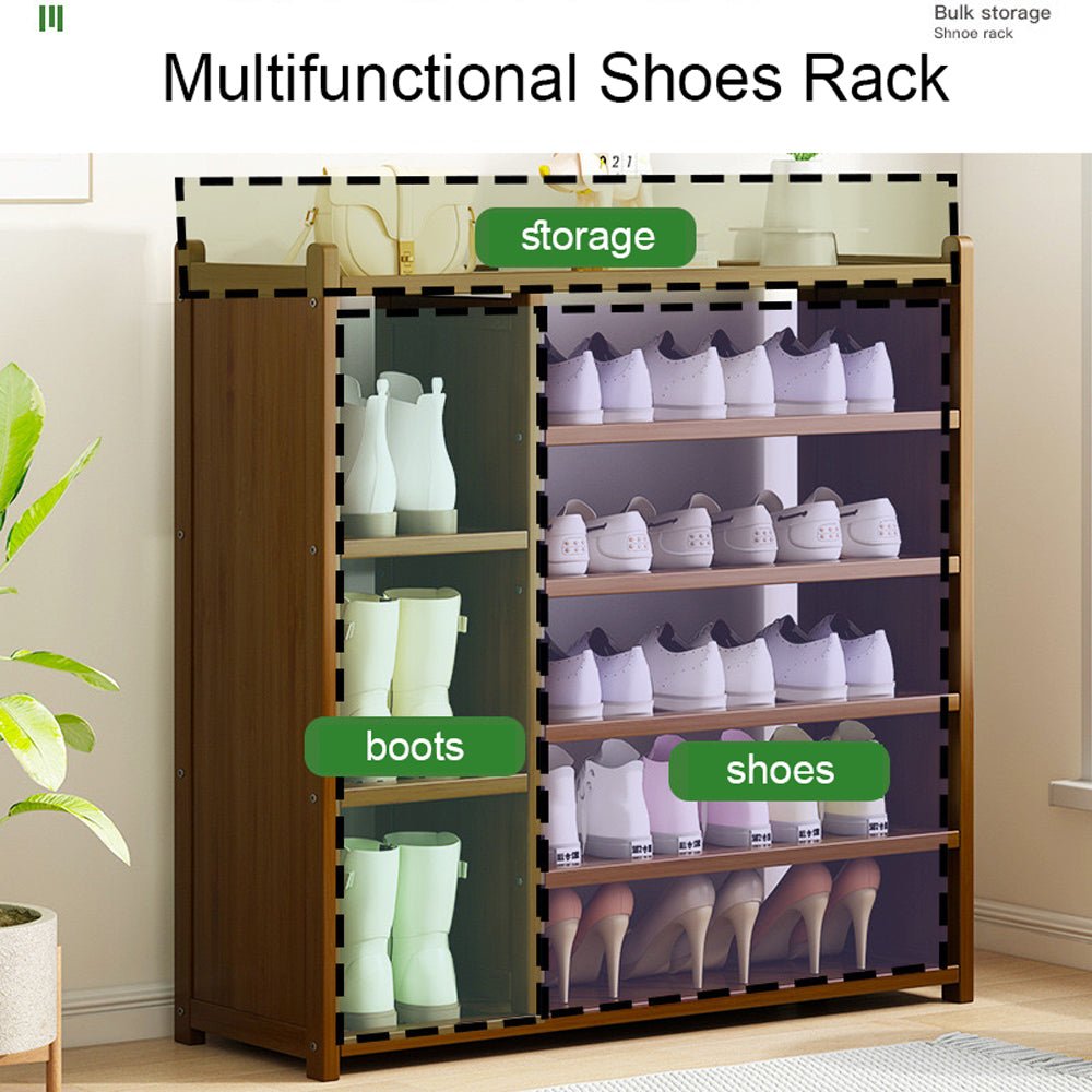7 Tier Tower Bamboo Wooden Shoe Rack Boot Shelf Stand Storage Organizer - Cosy Abode