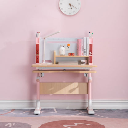 80cm Height Adjustable Children Kids Ergonomic Study Desk Only Pink - Cosy Abode