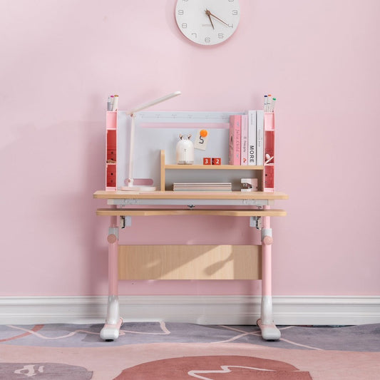 80cm Height Adjustable Children Kids Ergonomic Study Desk Only Pink - Cosy Abode