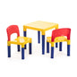 Kids Table & 2 Chairs Plastic Set (Blue, Red & Yellow) - Cosy Abode