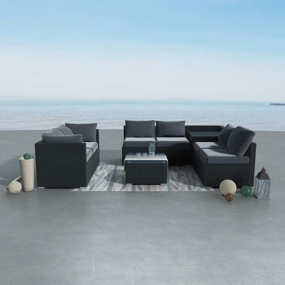 8PCS Outdoor Furniture Modular Lounge Sofa Lizard-Black - Cosy Abode