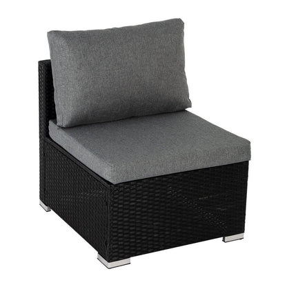 8PCS Outdoor Furniture Modular Lounge Sofa Lizard-Black - Cosy Abode