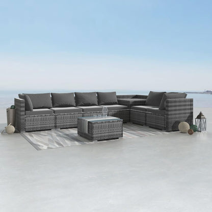 8PCS Outdoor Furniture Modular Lounge Sofa Lizard-Grey - Cosy Abode