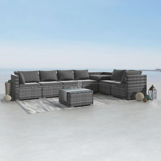 8PCS Outdoor Furniture Modular Lounge Sofa Lizard-Grey - Cosy Abode