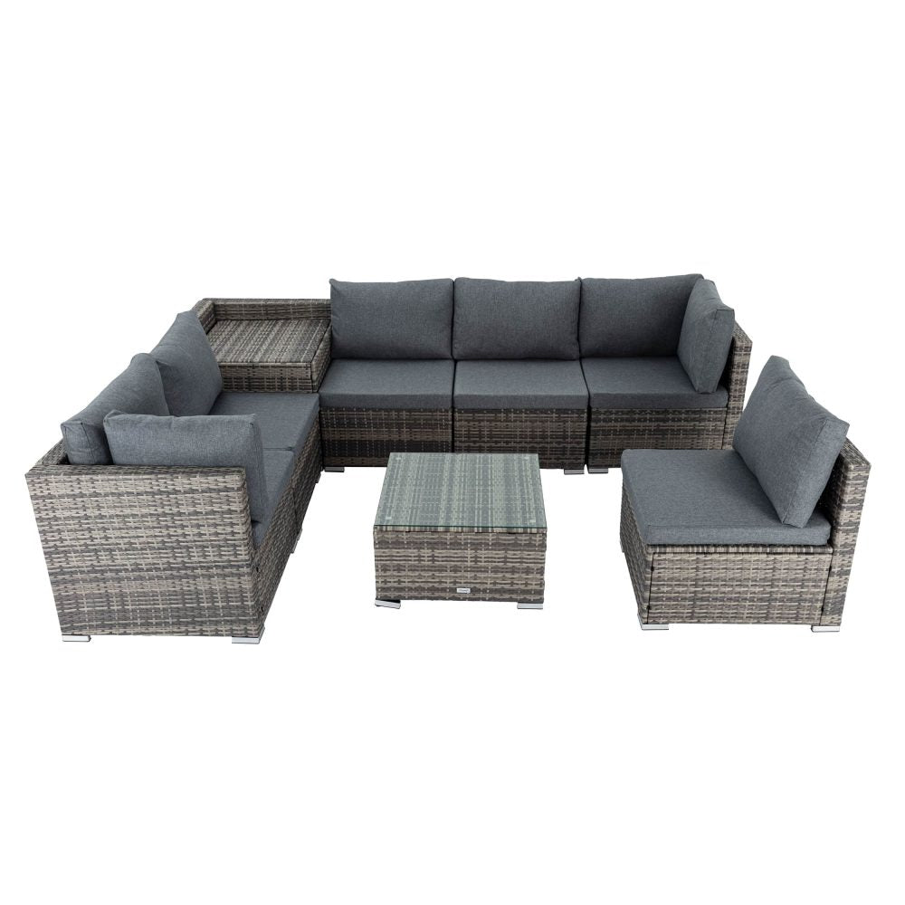 8PCS Outdoor Furniture Modular Lounge Sofa Lizard-Grey - Cosy Abode