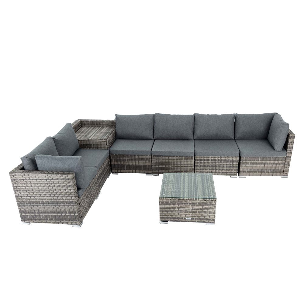 8PCS Outdoor Furniture Modular Lounge Sofa Lizard-Grey - Cosy Abode