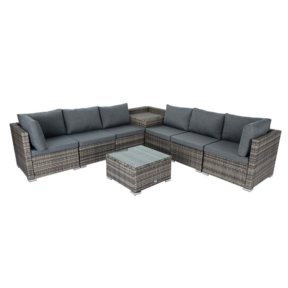 8PCS Outdoor Furniture Modular Lounge Sofa Lizard-Grey - Cosy Abode