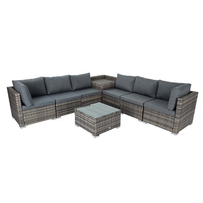 8PCS Outdoor Furniture Modular Lounge Sofa Lizard-Grey - Cosy Abode