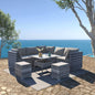 8PC Outdoor Dining Set Wicker Table &amp; Chairs-Grey - Cosy Abode