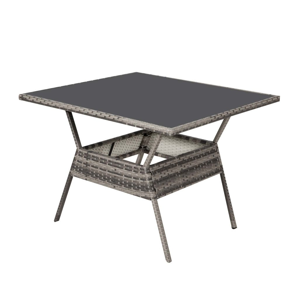 8PC Outdoor Dining Set Wicker Table &amp; Chairs-Grey - Cosy Abode