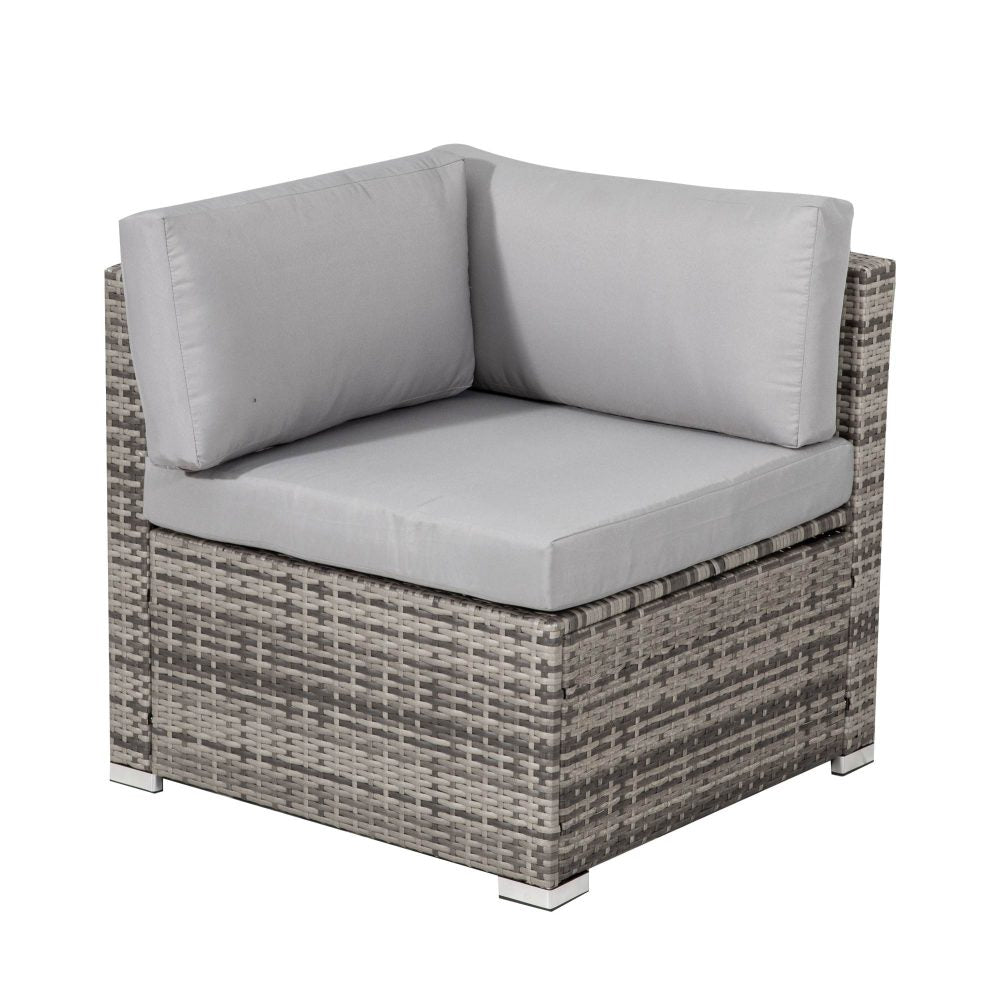 8PC Outdoor Dining Set Wicker Table &amp; Chairs-Grey - Cosy Abode