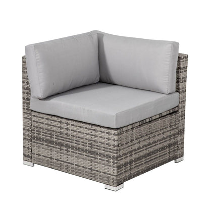 8PC Outdoor Dining Set Wicker Table &amp; Chairs-Grey - Cosy Abode