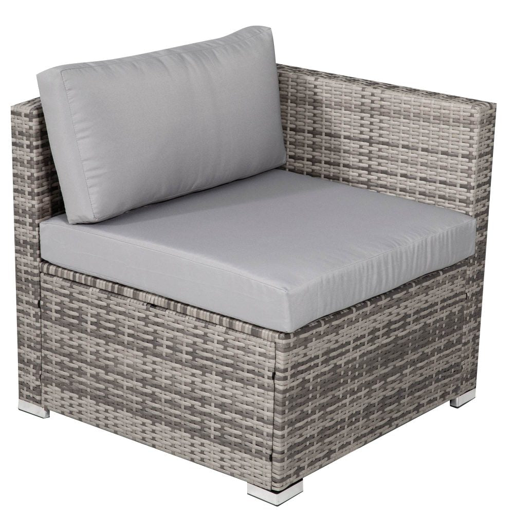 8PC Outdoor Dining Set Wicker Table &amp; Chairs-Grey - Cosy Abode