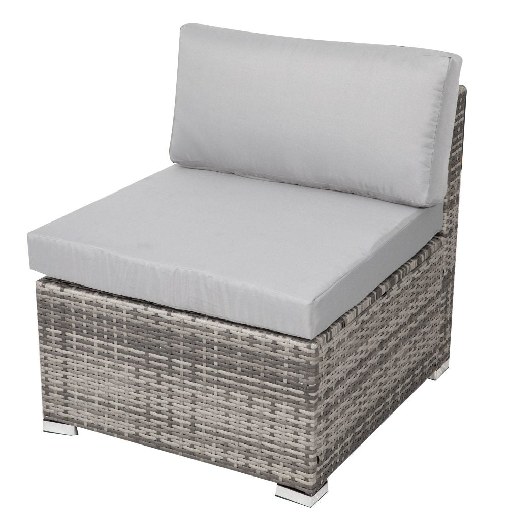 8PC Outdoor Dining Set Wicker Table &amp; Chairs-Grey - Cosy Abode