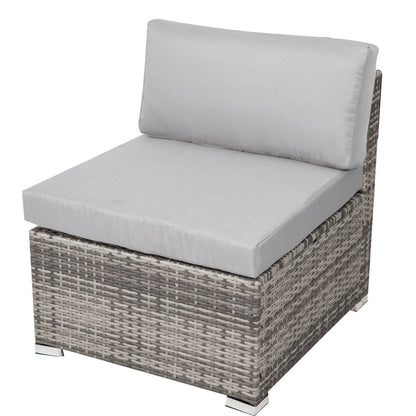 8PC Outdoor Dining Set Wicker Table &amp; Chairs-Grey - Cosy Abode