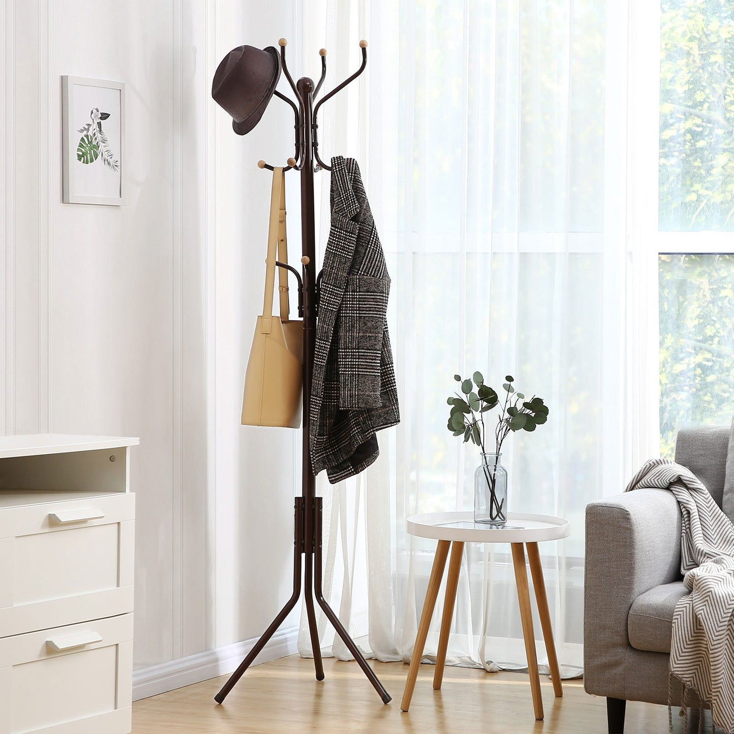 8 Hook Coat Rack Freestanding Tree - Cosy Abode